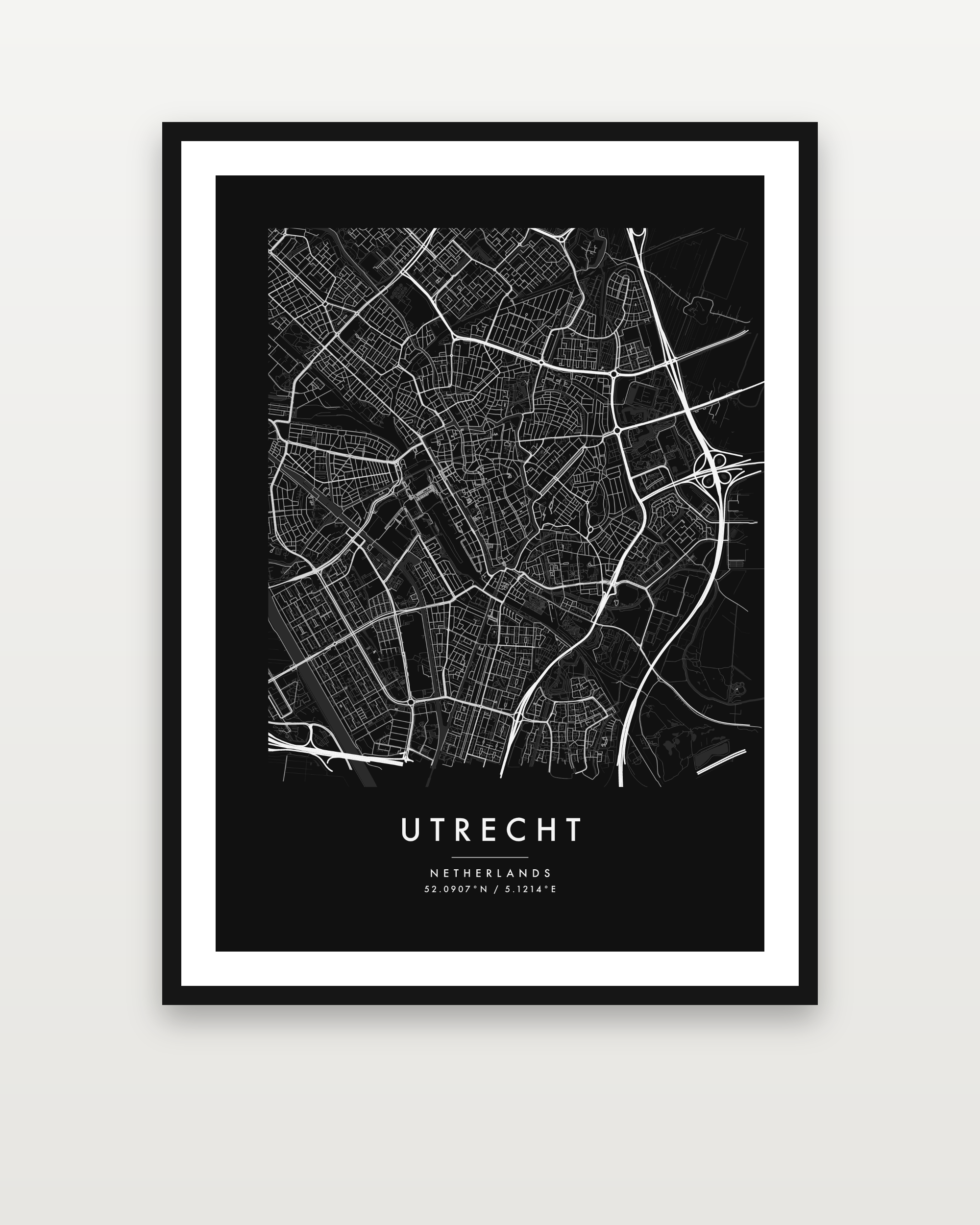 City map poster, noir theme